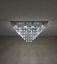 Lustre De Cristal Para Sala/ Hall/ Salão com 40cm de Altura, Base de Inox Espelhado 70X70cm Lustre De Cristal Para Sala/ Hall/ Salão com 40cm de Altura, Base de Inox Espelhado 70X70cm