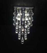 Lustre de cristal para sala quarto com 45 cm de altura,base de inox espelhado 30x30 cm
