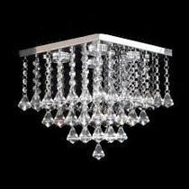Lustre de cristal para sala, quarto,hall ,modelo torre de peão base de inox 20x20cm