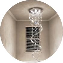 Lustre De Cristal Verdadeiro Espiral Duplo Pé Direito Alto - Jmw