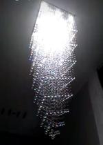 Lustre De Cristal Verdadeiro Espiral Duplo Quadrado 2 Mts