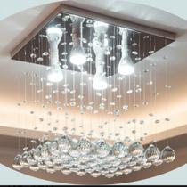 Lustre de cristal verdadeiro K9 plafon 30X30 40 cm de altura - Bivolt - Transparente