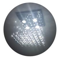 Lustre de cristal verdadeiro K9 plafon 30X30 40 cm de altura - Bivolt - Transparente