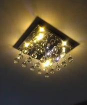 Lustre de Cristal Verdadeiro Quadrado para Sala, Quarto 25x25cm