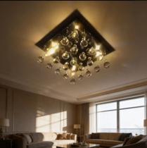 Lustre de Cristal Verdadeiro Quadrado para Sala, Quarto 25x25cm