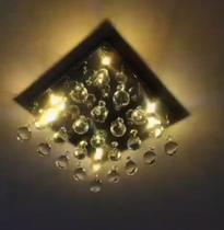 Lustre de cristal verdadeiro sala 30x30 cm 10 cm de altura