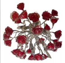 Lustre De Flores Rosas Vermelhas Com Cristais - Bronzearte