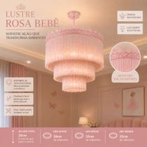Lustre de Franja Rose Artesanal Premium Alto Padrão Feito à Mão Sob Encomenda Sofisticado Lustre de Franja Rose Artesanal Premium Alto Padrão Feito à Mão Sob Encomenda Sofisticado