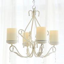 Lustre de iluminação 3 em 1 GiveU, arandela de parede de metal pendurada peça central de mesa para pátio interno ou externo, corrente e velas incluídas, branco