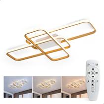 Lustre de LED 3 Retângulos (Napoli) - 54w - Dourado - 70x45x7cm + Controle Remoto