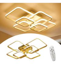 Lustre De Led Luminária Moderno 70w Dourado Com Controle