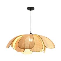 Lustre De Lótus Tecido À Mão Retrô, Luz Pendente Moderna Nórdica Para Sala De Jantar, Quarto, Sala