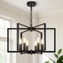 Lustre de Metal Preto para Interior com 6 Luzes Seaside Village