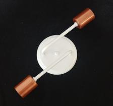 Lustre De Teto/Parede Industrial para 2 Lâmpadas - Plafon/Arandela Retrô Aranha Sputnik Preto ou Branco com Cobre