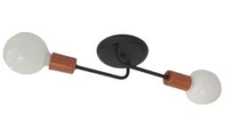 Lustre De Teto/Parede Industrial para 2 Lâmpadas - Plafon/Arandela Retrô Aranha Sputnik Preto ou Branco com Cobre
