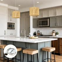 Lustre de Teto Pendente kit 2 Luminárias Sisal Natural 20 cm Estrutura Ferro Estilo Rústico para Decoração com Kit de Instalação