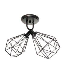 Lustre De Teto Retrô - Plafon Aramado Diamante Duplo Preto Lustre De Teto Retrô - Plafon Aramado Diamante Duplo Preto