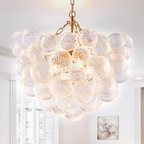 Lustre de Vidro Borbulhante BeyPan Pendente Cluster de 24 Polegadas Globo de Vidro Soprada com Ranhuras Iluminação Decorativa para Sala de Estar Quarto Sala de Jantar Ilha Lustre de Vidro Borbulhante BeyPan Pendente Cluster de 24 Polegadas Globo de Vidro Soprada com Ranhuras Iluminação Decorativa para Sala de Estar Quarto Sala de Jantar Ilha