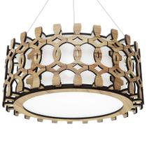 Lustre Decorativo Madeira Pendente Encantadas 45Cm