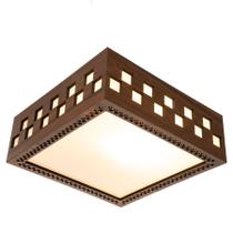 Lustre Decorativo Madeira Plafon Enseada Quad 30Cm