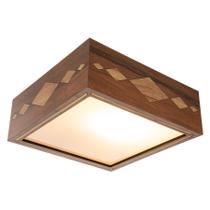 Lustre Decorativo Madeira Plafon Maresias Nog 40Cm