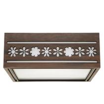 Lustre Decorativo Madeira Plafon Porto Belo Quad 20Cm