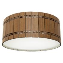 Lustre Decorativo Madeira Plafon Redondo Jabaquara 25Cm