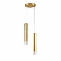Lustre Duplo Tubo Sabre Moderno Dourado Mesa Cozinha Sala Cabeceira Quarto Lustre Duplo Tubo Sabre Moderno Dourado Mesa Cozinha Sala Cabeceira Quarto