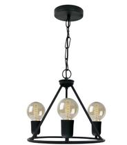 Lustre Edgar 3 Lâmpada Preto Caisma