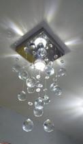 Lustre Em Cristais Legítimos Com Base 16x16 Inox Espelhado