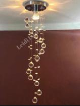 Lustre Em Cristais Para Sala De Estar Modelo Espiral 1.20M