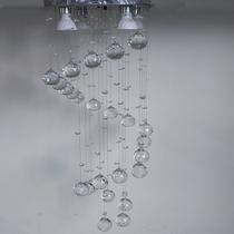Lustre Espiral De Cristal Para Sala Com Base De Inox Espelhado 20x20cm