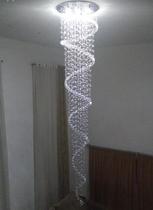 Lustre Espiral Para Pé Direito Duplo/Vão De Escada, Com 2,50M De Altura, Base De Inox Espelhado Com 30Cm De Diâmetro - SPACE DECOR & LUSTRES