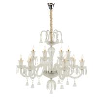 Lustre Estilo Baccarat em Cristal K9 e Aço Inox 15 Lâmpadas