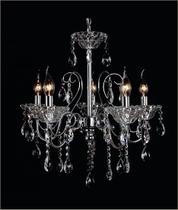 Lustre Fayet Cromado com Cristais Transparente 5 Braços Tupiara