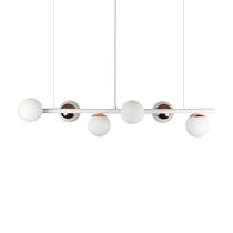 Lustre Figo Branco / Cobre - 6 Globos Esfera De Vidro Branco