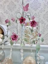 Lustre floral borboleta infantil para quarto de bebê menina ou criança, rosa seco rosê