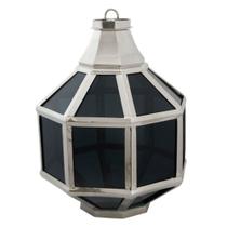 Lustre Formato Lanterna Metal Vidro Preto Alta Decoração