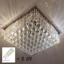 Lustre Glamoroso Para Sala de jantar, Quarto, Closet em Cristal Legitimo 30x30 Com 5 lâmpada G9 - Casa Cristalle