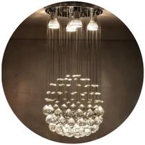 Lustre Globo de Cristal Acrílico Para Sala de Jantar com Led