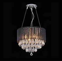 Lustre Gota De Vidro 4 Lamp. E14 Fio De Seda-preto/cromado