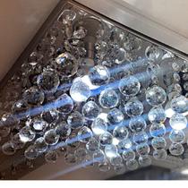 Lustre Grande Para Sala Em Cristal k9 Alto Brilho Base 20x20 Em Aço Inox Espelhada