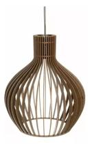 Lustre Grande Redondo Sala Madeira Mdf Decoração