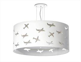 Lustre Infantil Pendente Aviões Duplo 50x16cm Cinza Lustre Infantil Pendente Aviões Duplo 50x16cm Cinza