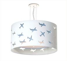 Lustre Infantil Pendente Aviões Duplo - Azul Bebê 30x16 Lustre Infantil Pendente Aviões Duplo - Azul Bebê 30x16
