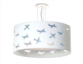 Lustre Infantil Pendente Aviões Duplo - Azul Bebê 40X16