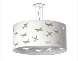 Lustre Infantil Pendente Aviões Duplo - Cáqui 40x16
