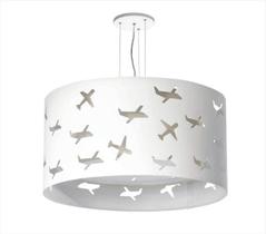 Lustre Infantil Pendente Aviões Duplo - Cinza 30x16 Lustre Infantil Pendente Aviões Duplo - Cinza 30x16