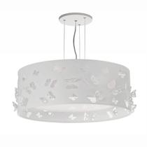 Lustre Infantil Pendente Borboletas Duplo - 50x16cm Branco/Branco