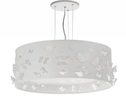 Lustre infantil pendente borboletas duplo -branco 40x16